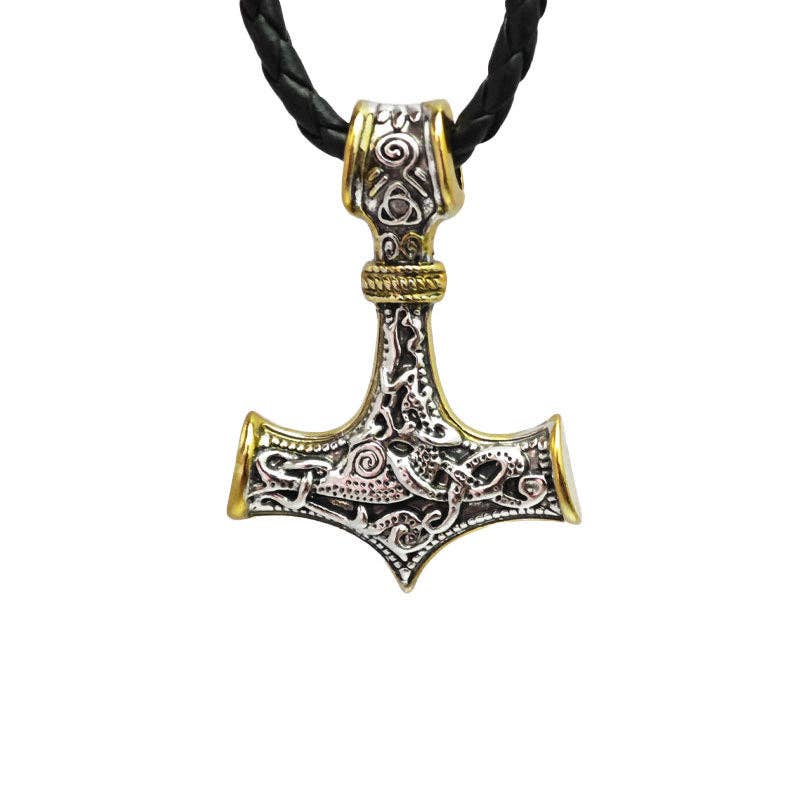 Viking Odin Triangle Knot Mjolnir Pendant Necklace