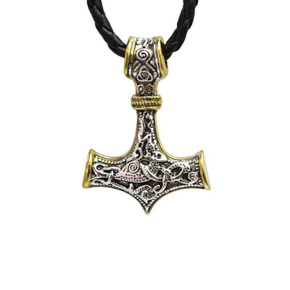 Viking Odin Triangle Knot Mjolnir Pendant Necklace
