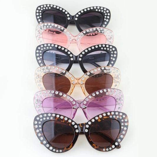 Bejeweled Retro Cateye Wing Sunglasses