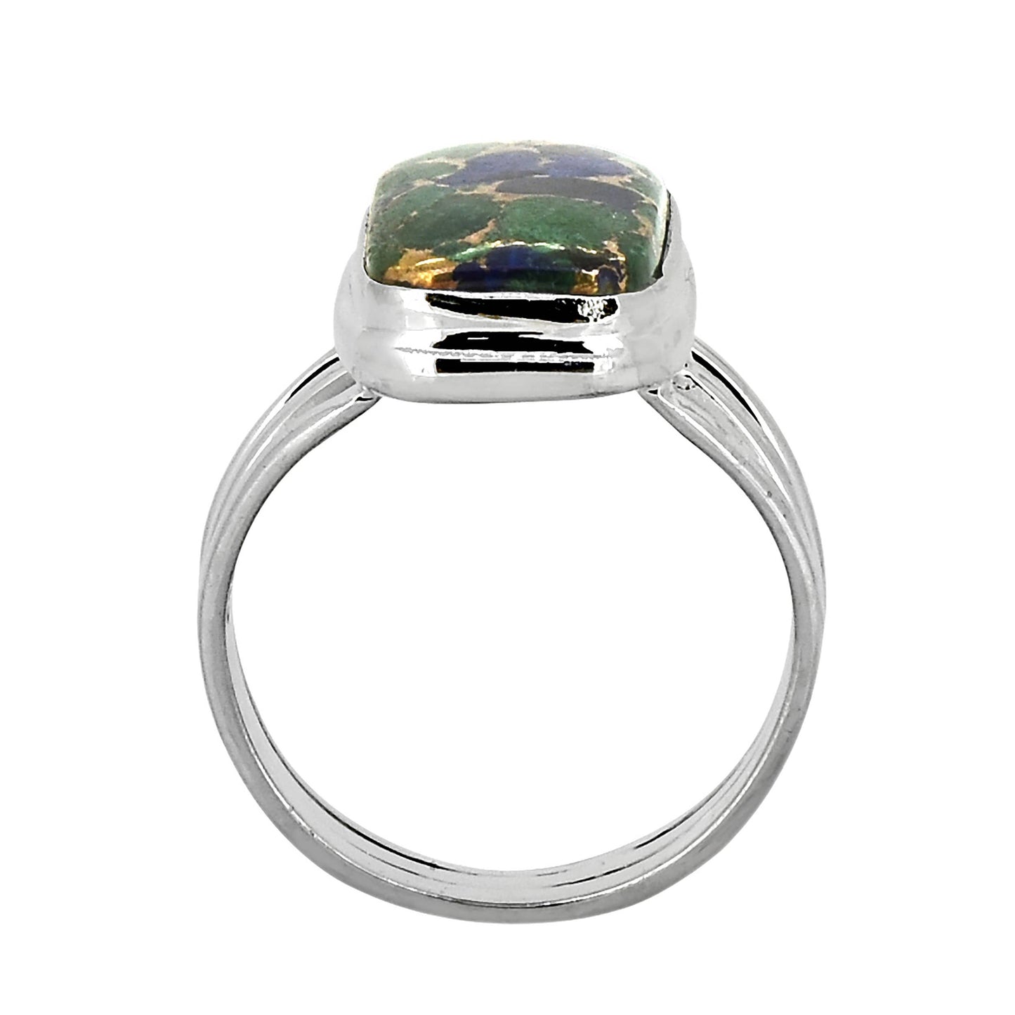925 Sterling Silver Lapis Malachite Copper Bohemian Ring