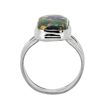 925 Sterling Silver Lapis Malachite Copper Bohemian Ring