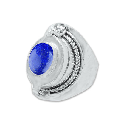 Handmade Silver-Plated Poison Rings with Semiprecious Gemstones
