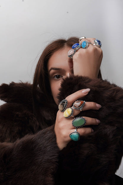 Gemstone Silver Plate Rings * Various Sizes & Stones