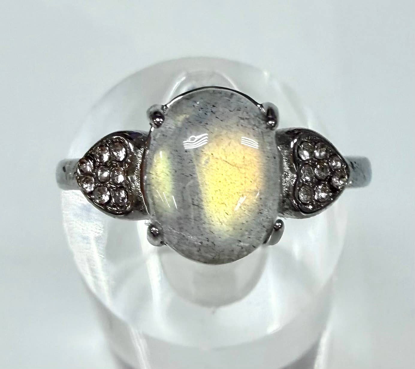 Natural Labradorite Stainless Steel Ring