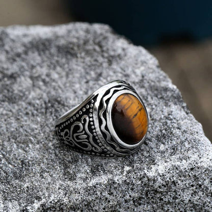 Filigree Carved Tiger Eye Ring