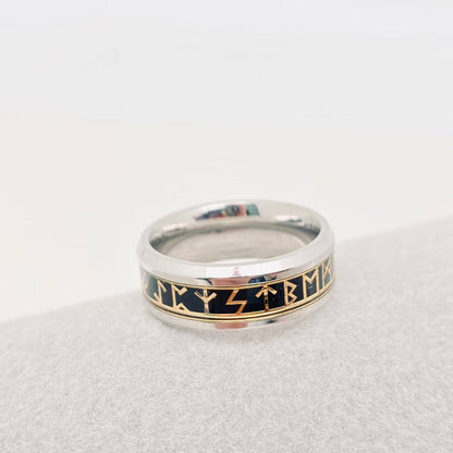 Viking Runes Titanium Steel Ring