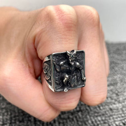 Square Lucifer Stainless Steel Ring
