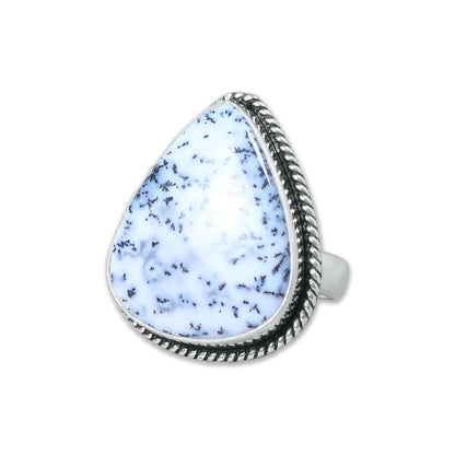 Dendrite Opal Ring ☆ Handmade, Silver-Plated (US Sizes 6–10)