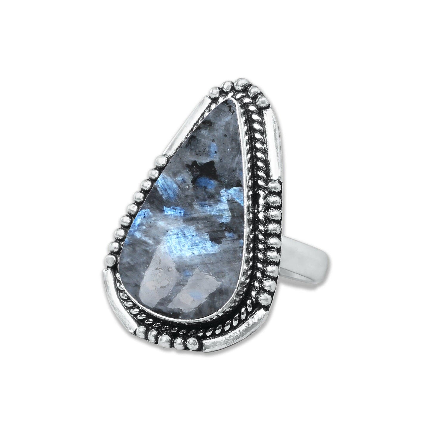 Larvikite Rings ☆ Norwegian Moonstone ☆ Handmade, Silver-Plated