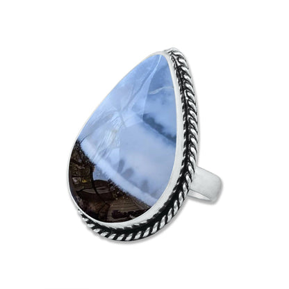 Blue Owyhee Opal Rings ☆ Handmade, Silver-Plated, Soft Sky-Toned Gemstone
