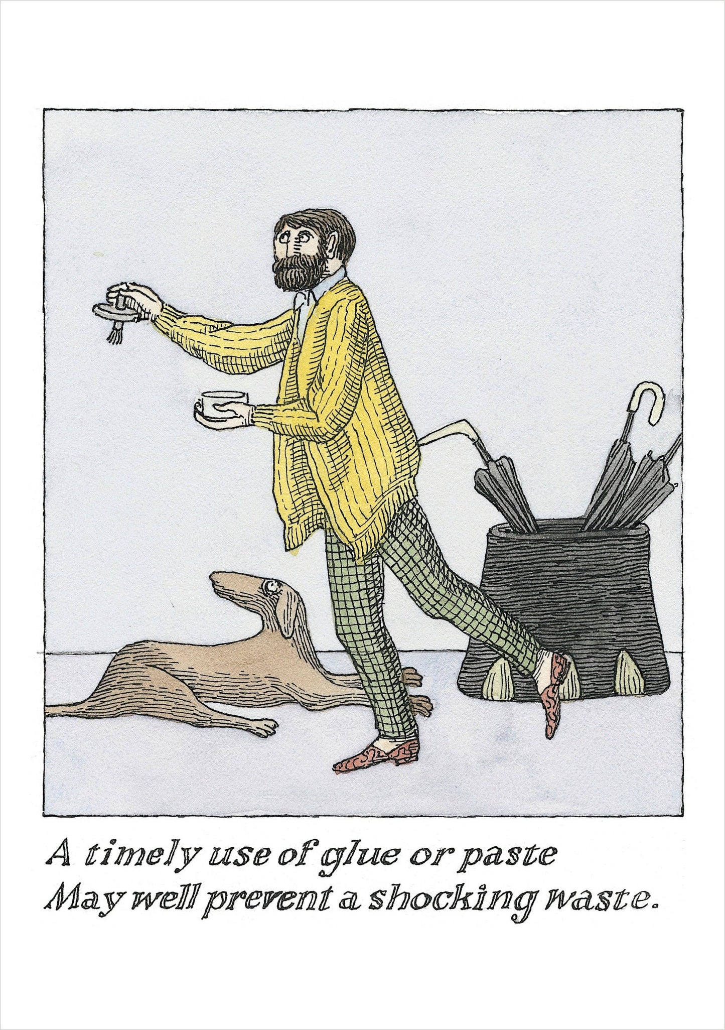 Edward Gorey: Verse Advice Notecard: Glue or Paste
