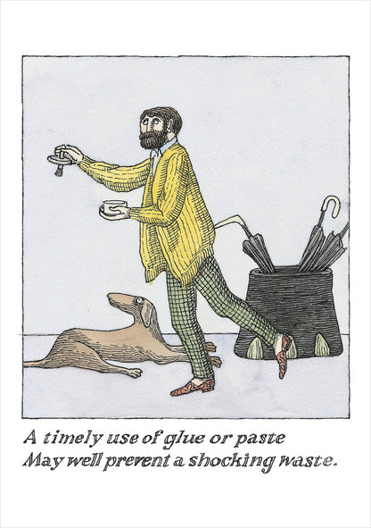 Edward Gorey: Verse Advice Notecard: Glue or Paste