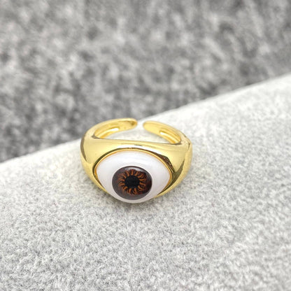 Brown Evil Eye 👁 Gold Plated Ring