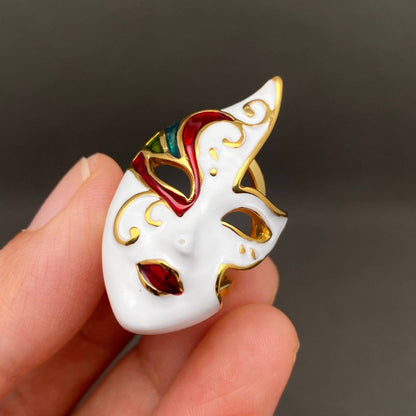 Enamel Mask 18K Gold Plated Stainless Steel Ring