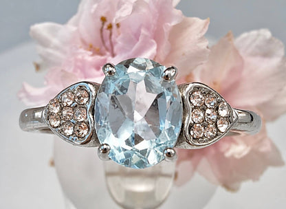 Faceted London Blue Topaz Stainless Steel Rings