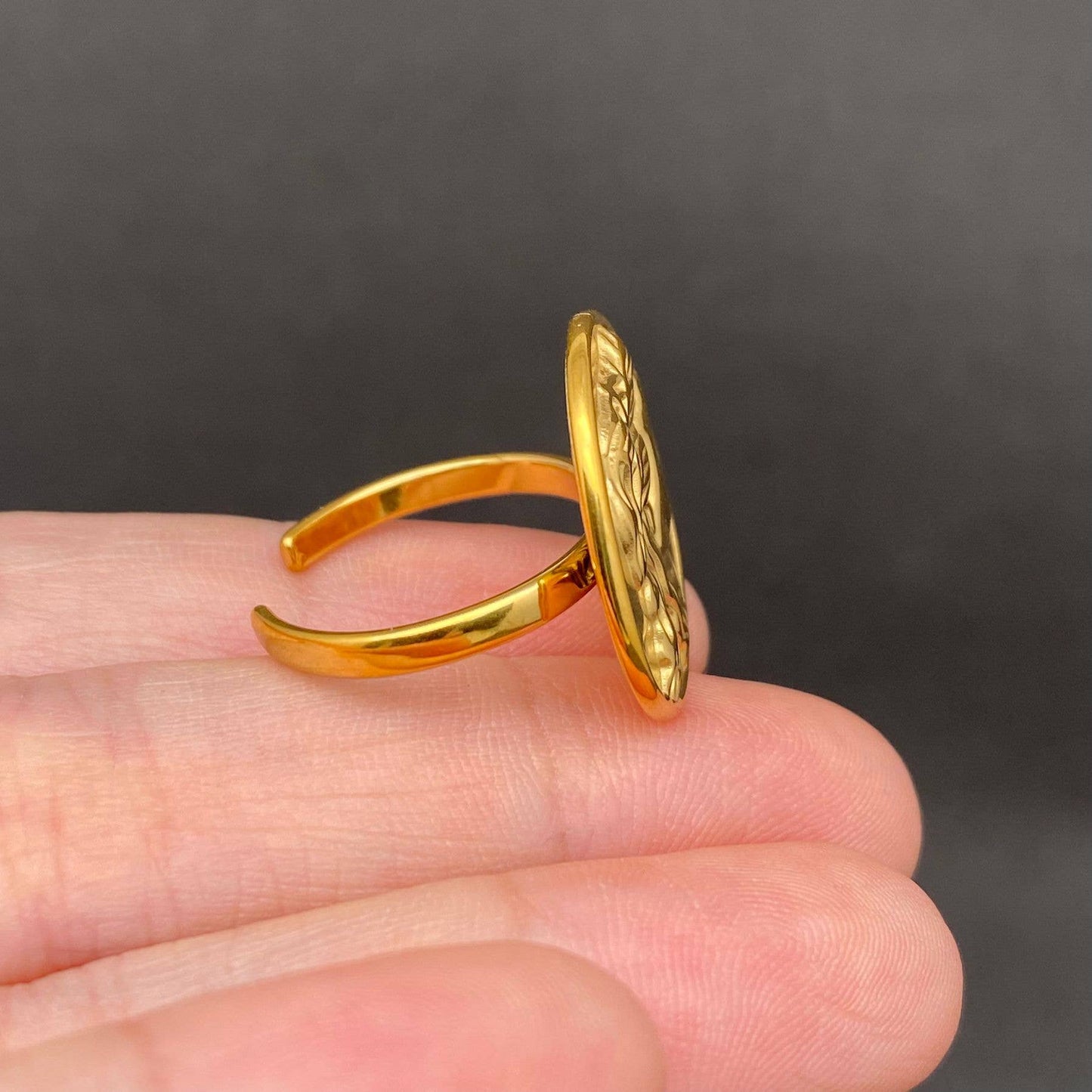 Coin ☆ 18K Gold Plated Stainless Steel Adjustable Ring