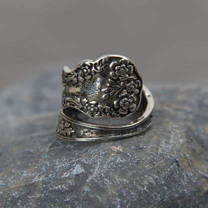Dark Flower Spoon Ring