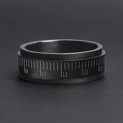 Black Ruler Stainless Steel Spinner Ring