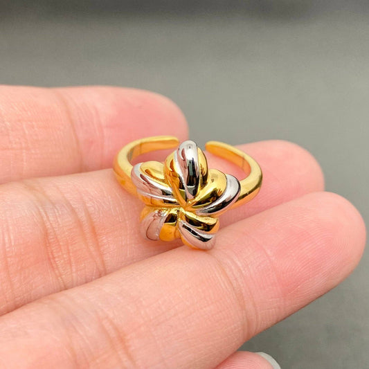 Two Tone Star 18K Gold Plated Stainless Steel Ring