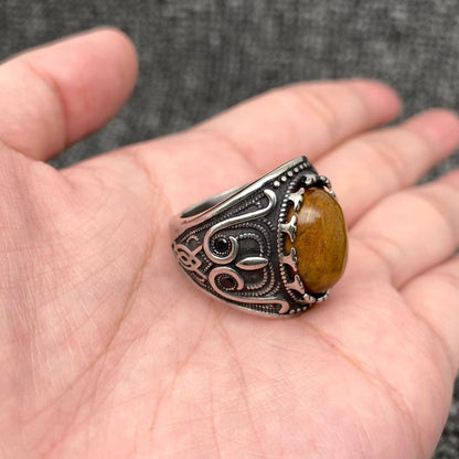 Tiger's Eye Stainless Steel Ring