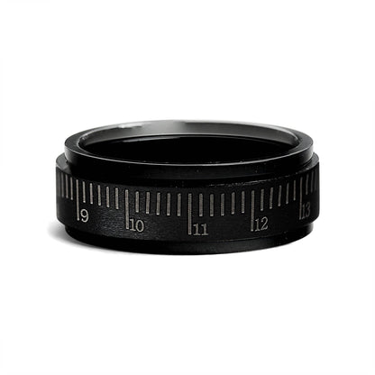 Black Ruler Stainless Steel Spinner Ring