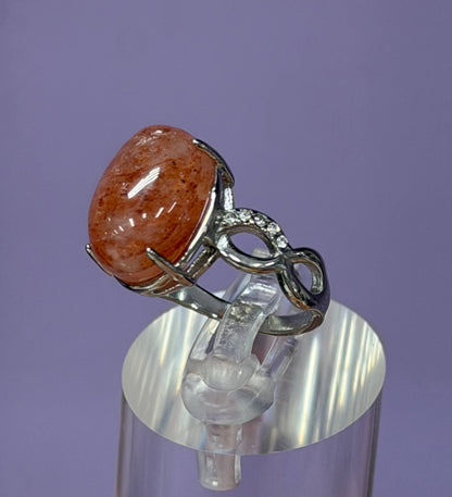Natural Fire Quartz ☆Hematoid☆ Stainless Steel Ring
