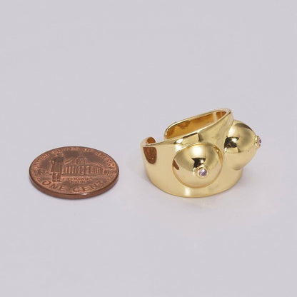 Breasts Ring ☆ Boobs in Gold or Silver, Adjustable