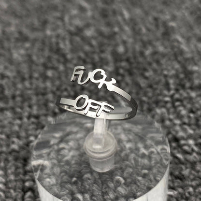 'Fuck Off' 🖕Gold-Plated Stainless steel Adjustable Ring