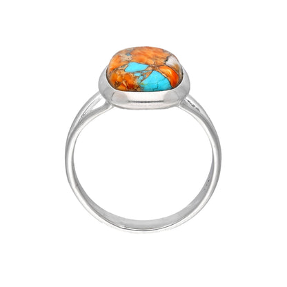 Sterling Silver Oyster Copper Turquoise Statement Ring