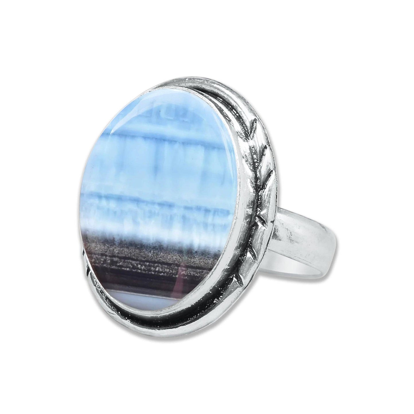 Blue Owyhee Opal Rings ☆ Handmade, Silver-Plated, Soft Sky-Toned Gemstone