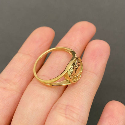 Portrait Signet 18K Golden Stainless Steel Ring