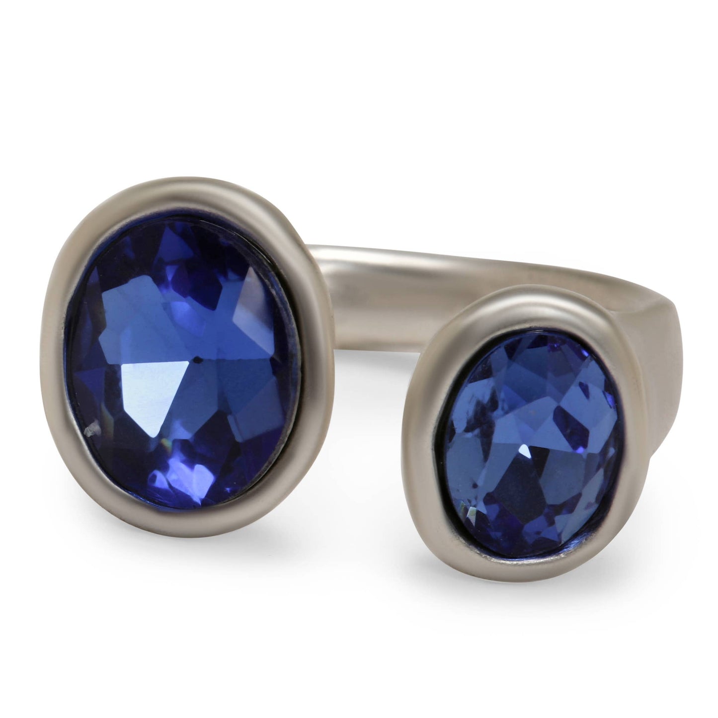 Handmade 945 Silver Plate Brass Ring ☆ Ocean Blue Swarovski Crystal