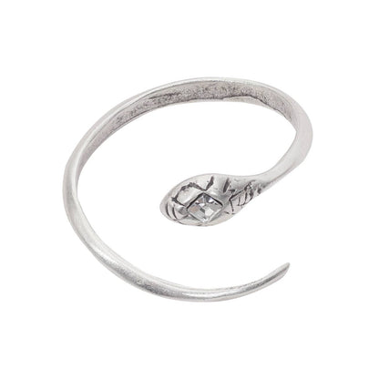 Handmade 945 Silver Plate over Brass Snake Bracelet With Clear Swarovski Crystal