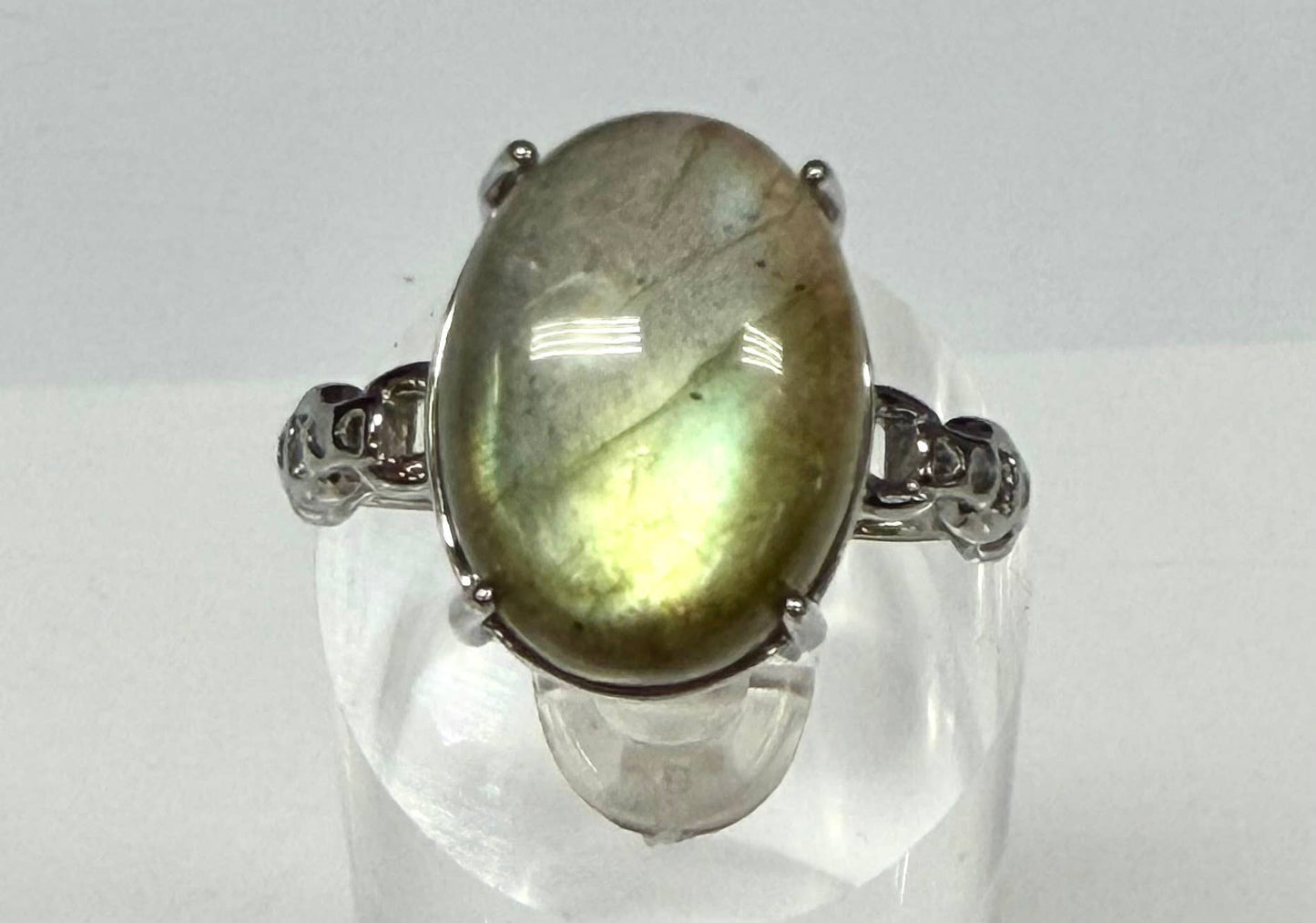 Natural Labradorite Stainless Steel Rings
