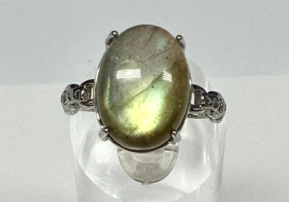 Natural Labradorite Stainless Steel Rings