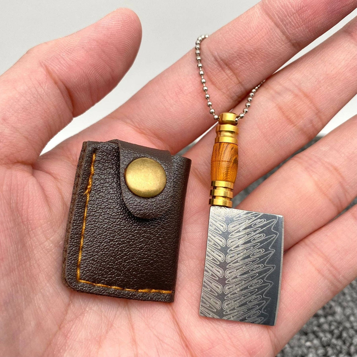 Laser Damascus Pattern Mini Portable Pocket Knife With Cover
