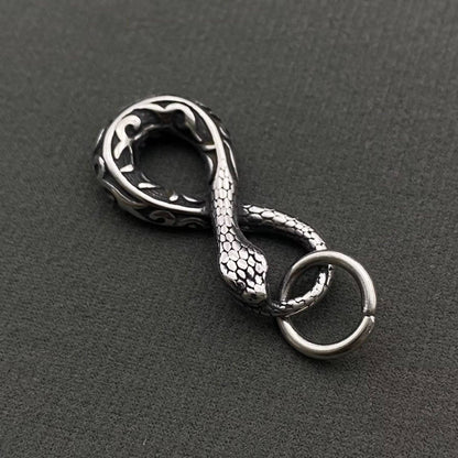 Ouroboros Stainless Steel Snake Pendant on Chain
