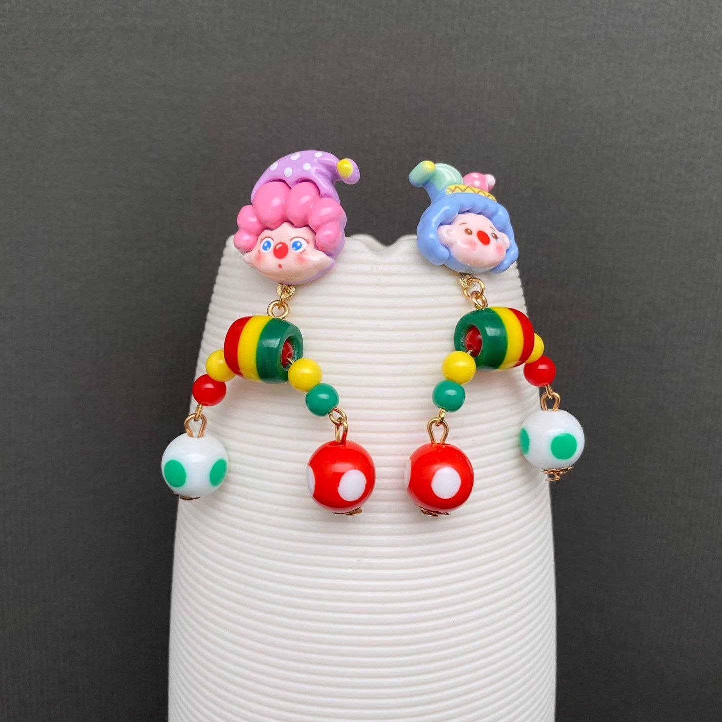 Colorful Clown Post Earrings