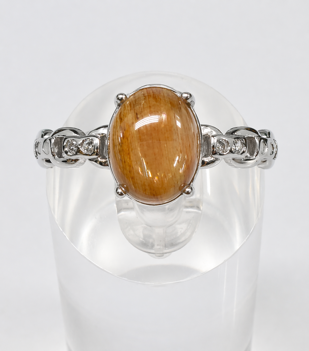 Natural Black Moonstone Stainless Steel Rings