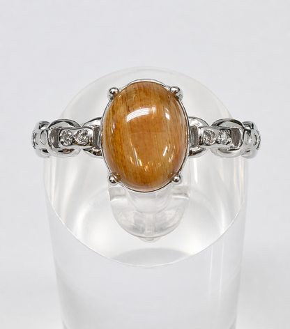 Natural Black Moonstone Stainless Steel Rings