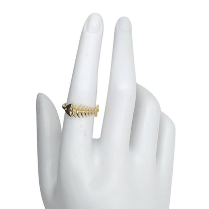Gold Plated Silver Fish Bone Adjustable Ring