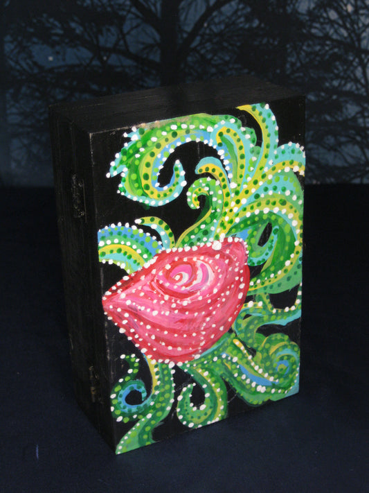 Tarot Trinket Box - Wooden Handpainted Floral