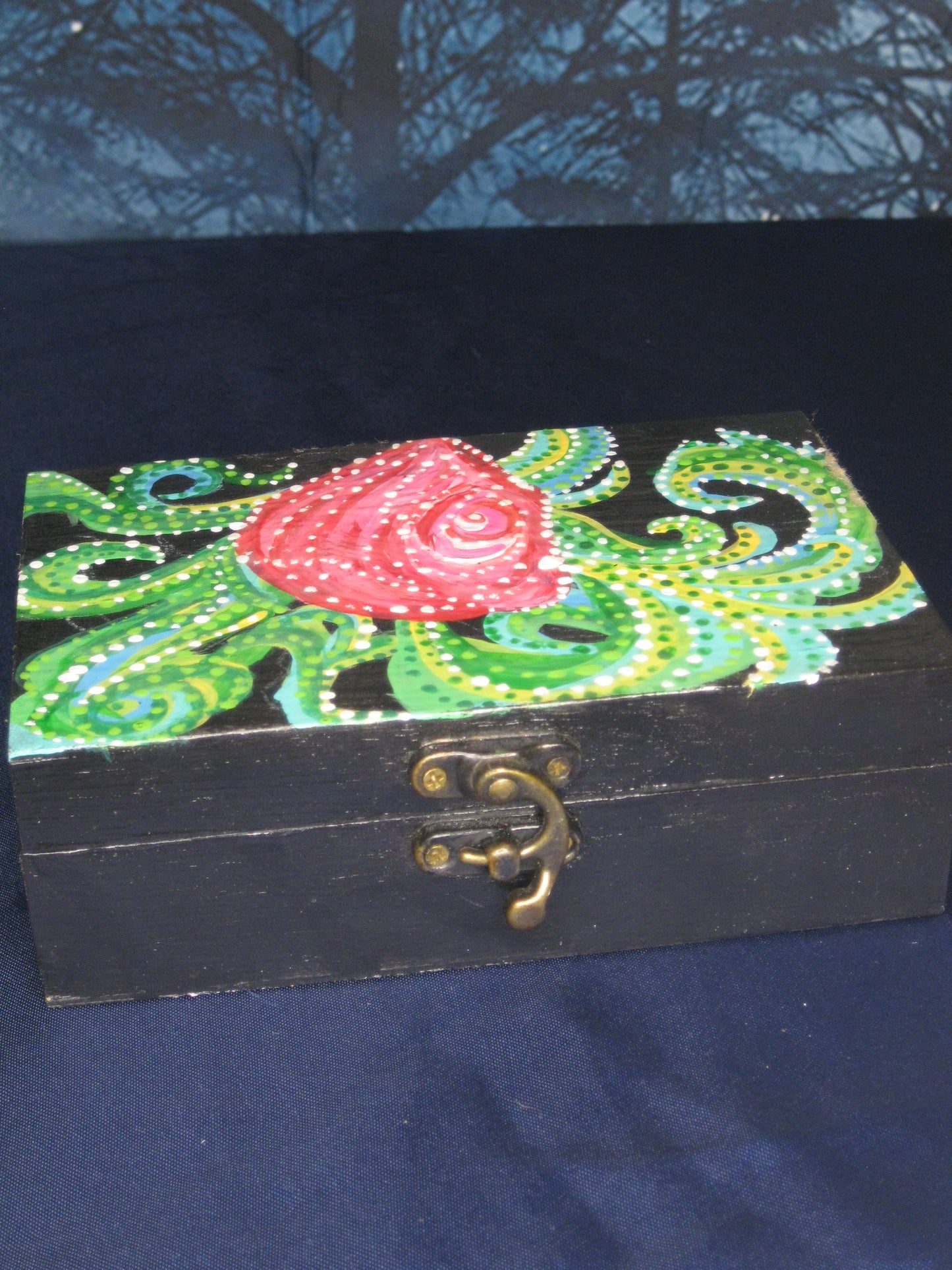 Tarot Trinket Box - Wooden Handpainted Floral