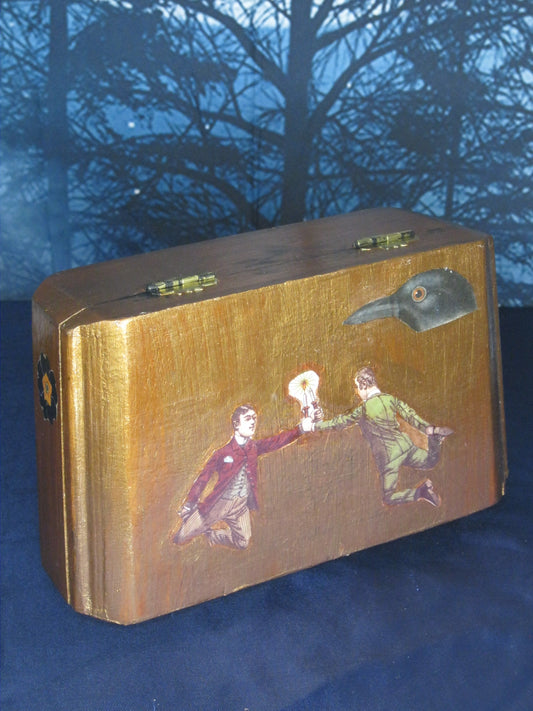 Tarot Trinket Box - Wooden Bronze Hand-Painted Victorian Dandies