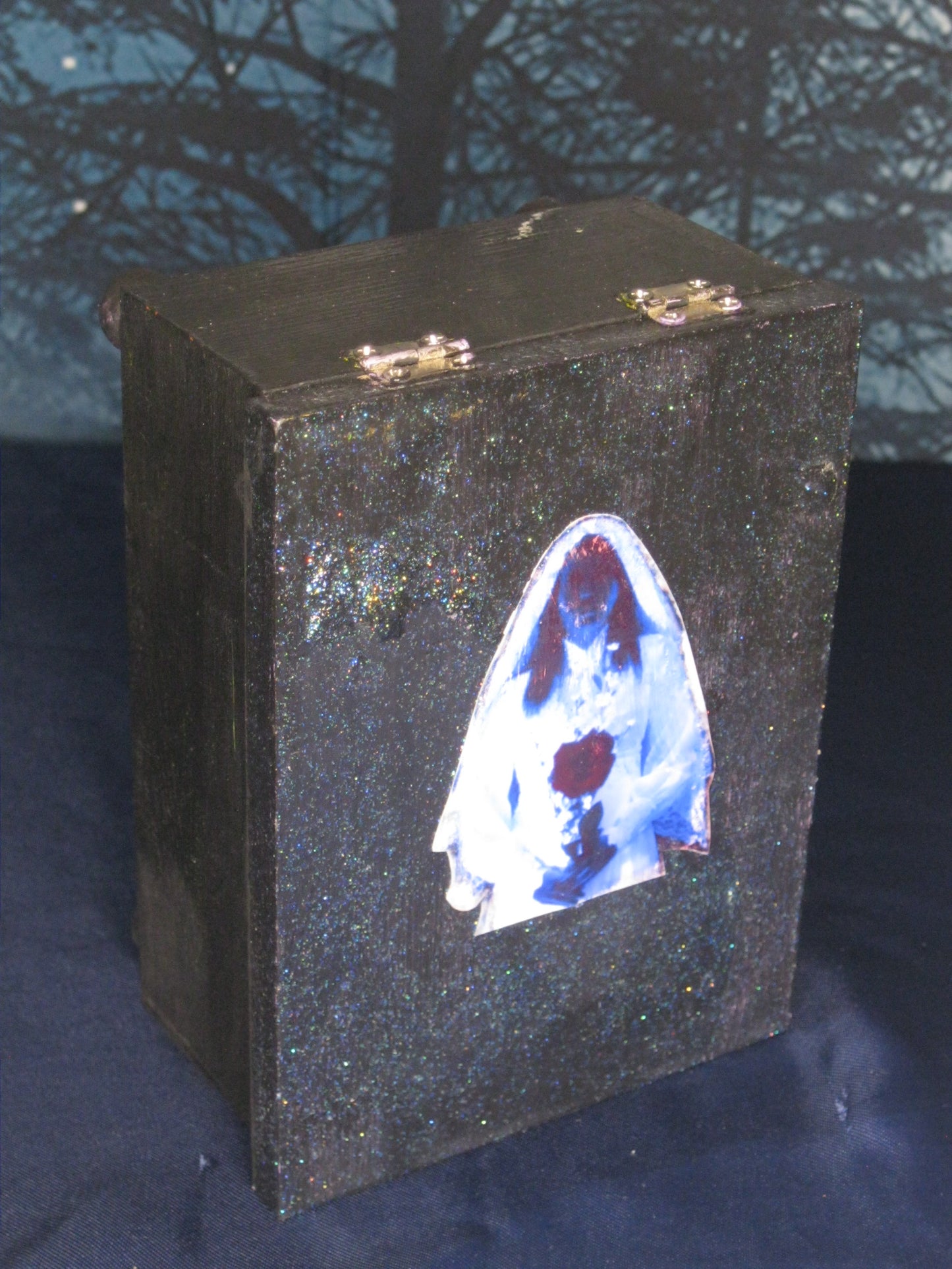 Tarot Trinket Box with Mini Drawer - Handpainted Ghost Bride