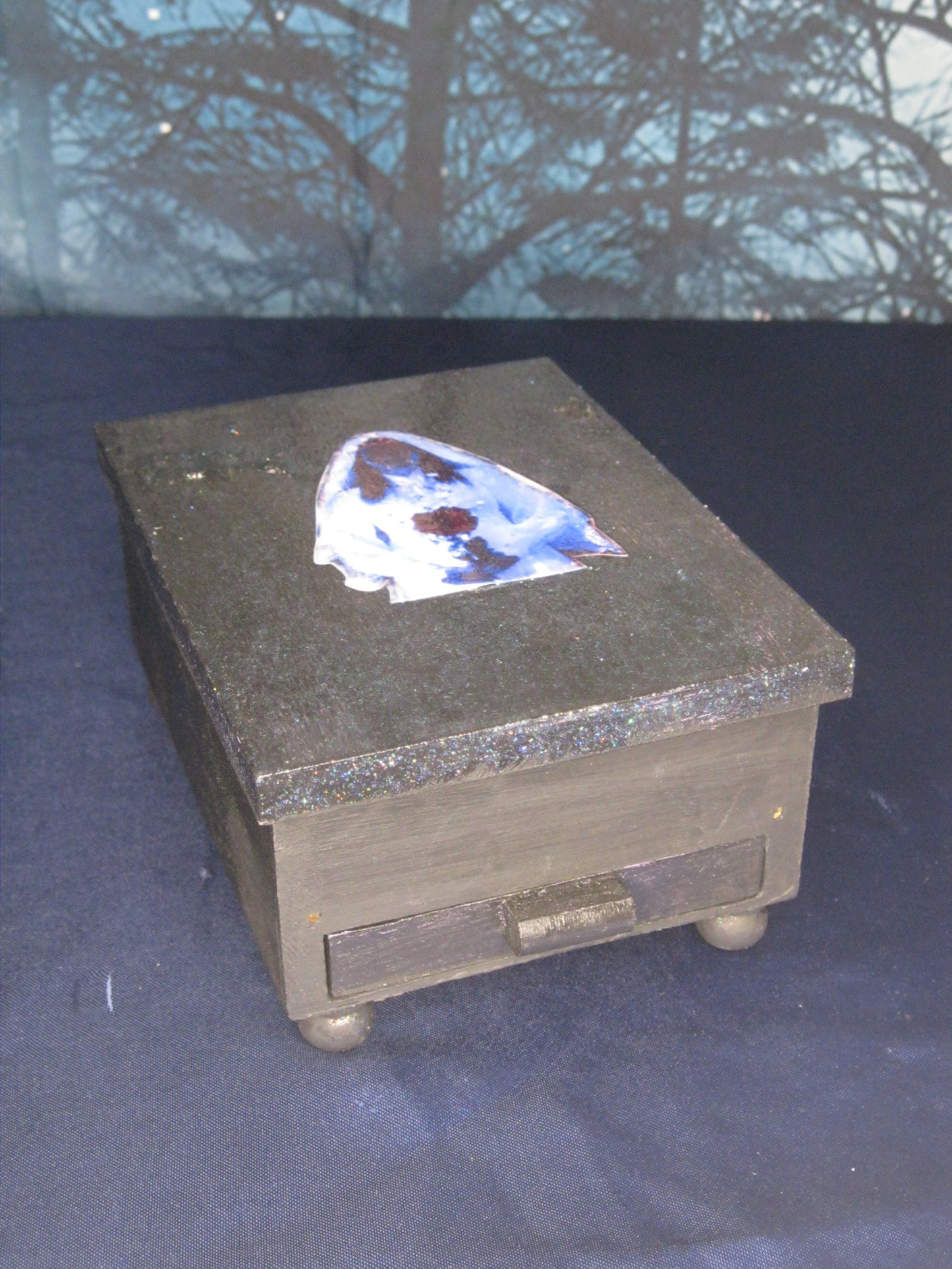 Tarot Trinket Box with Mini Drawer - Handpainted Ghost Bride