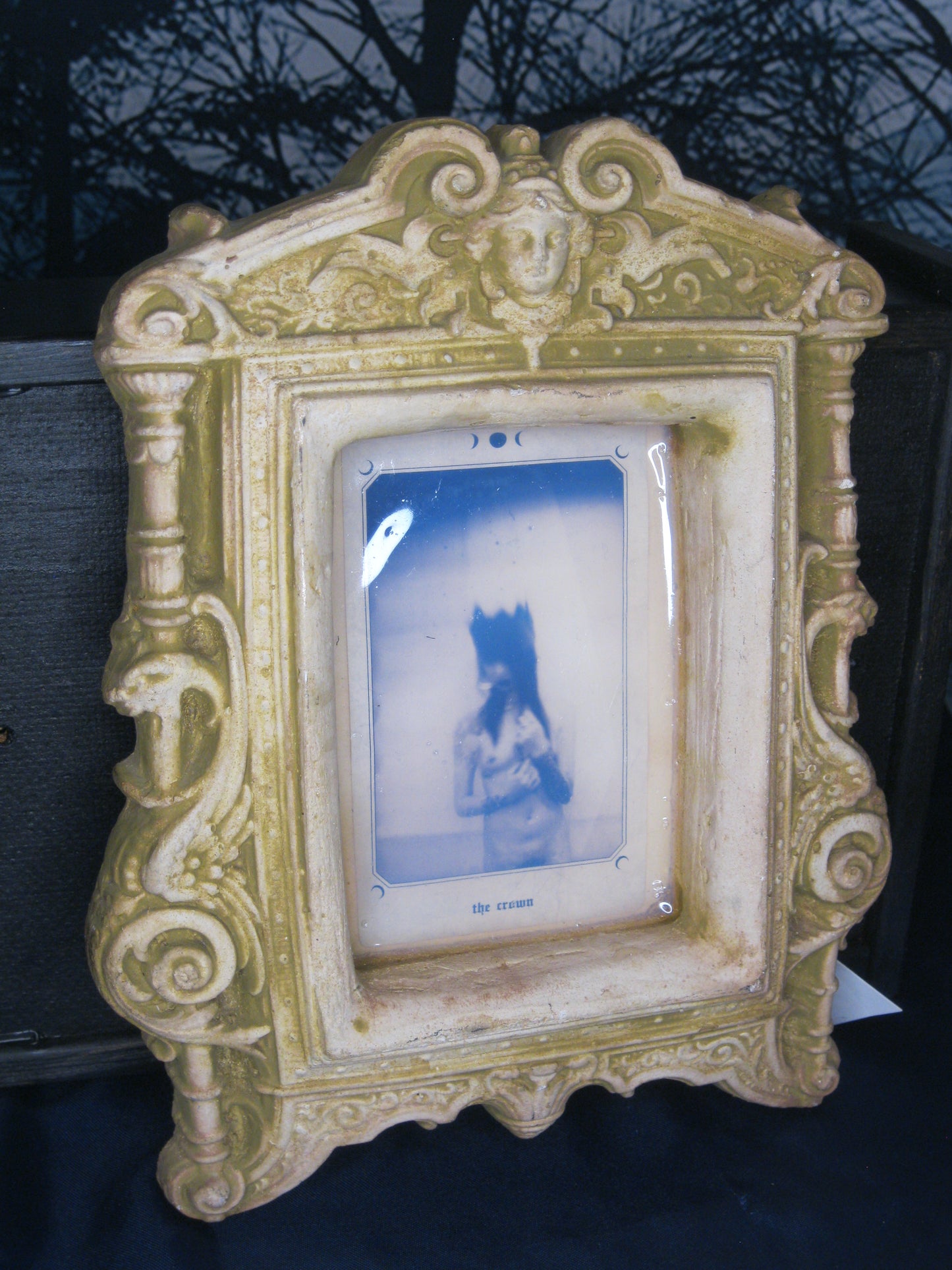 Stone Frame Three Black Moons Framed Oracle Card
