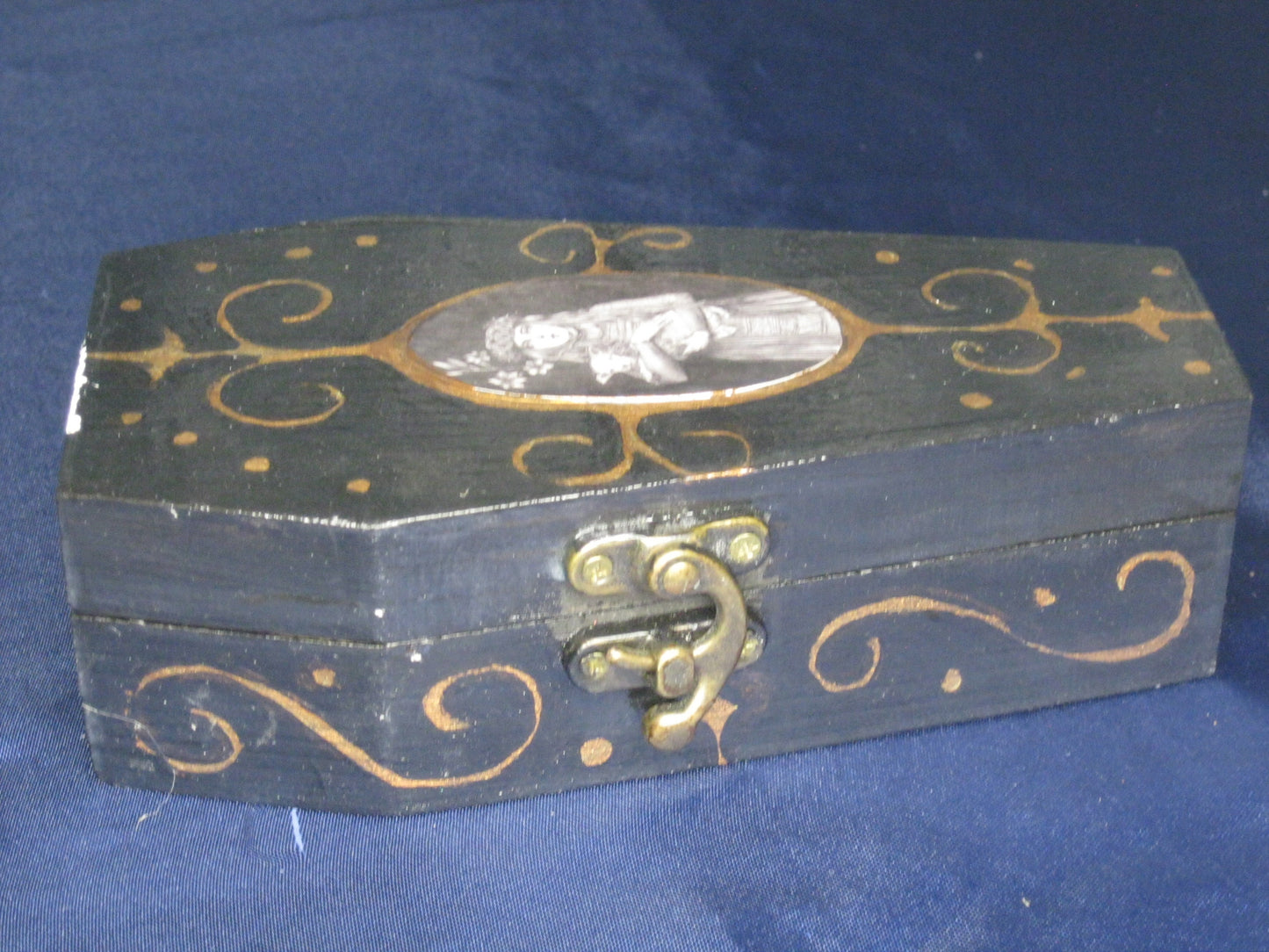 Handpainted Embellished Caitlin McCarthy Mini Coffin Trinket Box