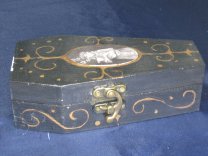 Handpainted Embellished Caitlin McCarthy Mini Coffin Trinket Box