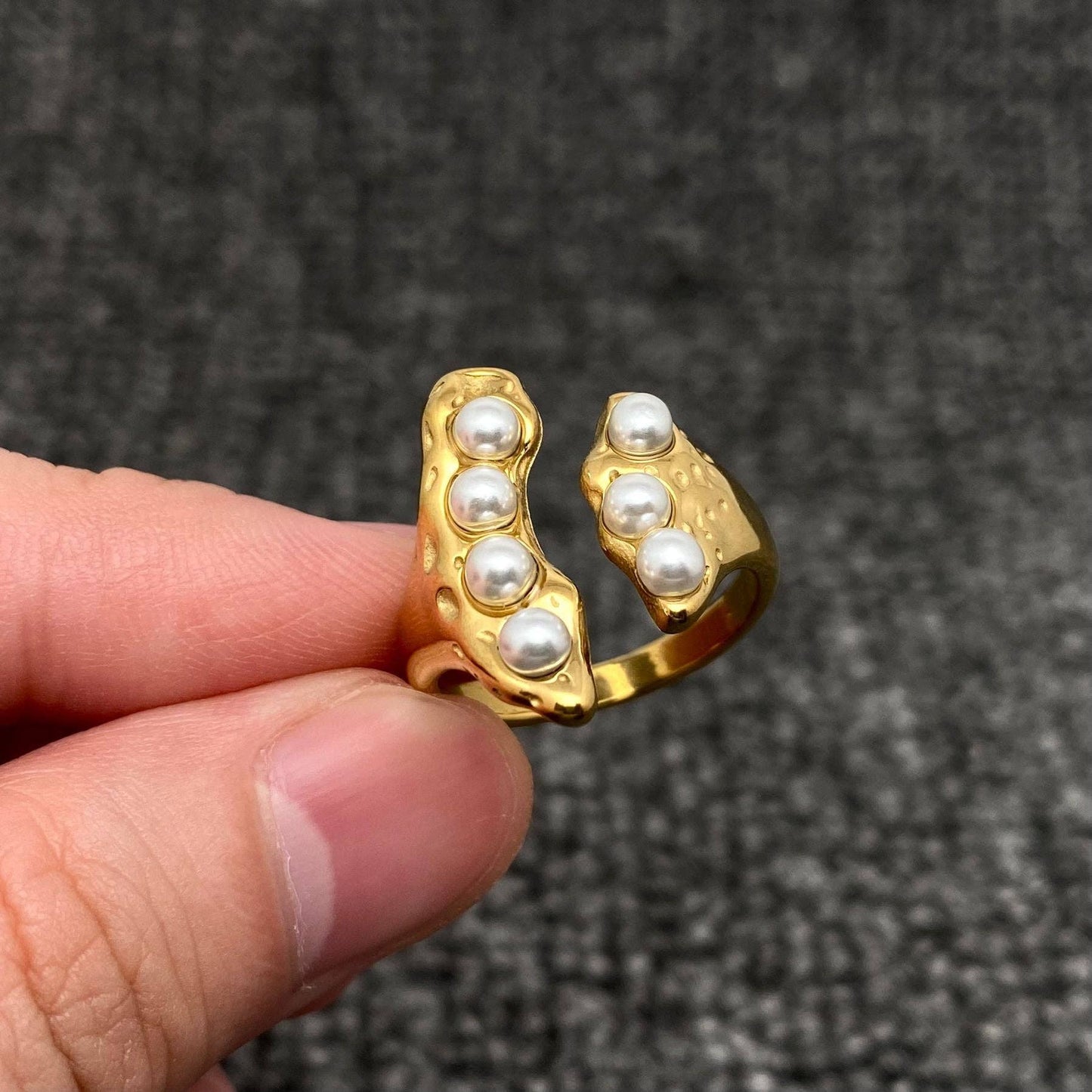Inlaid Pearl 18K Gold Plated Ring